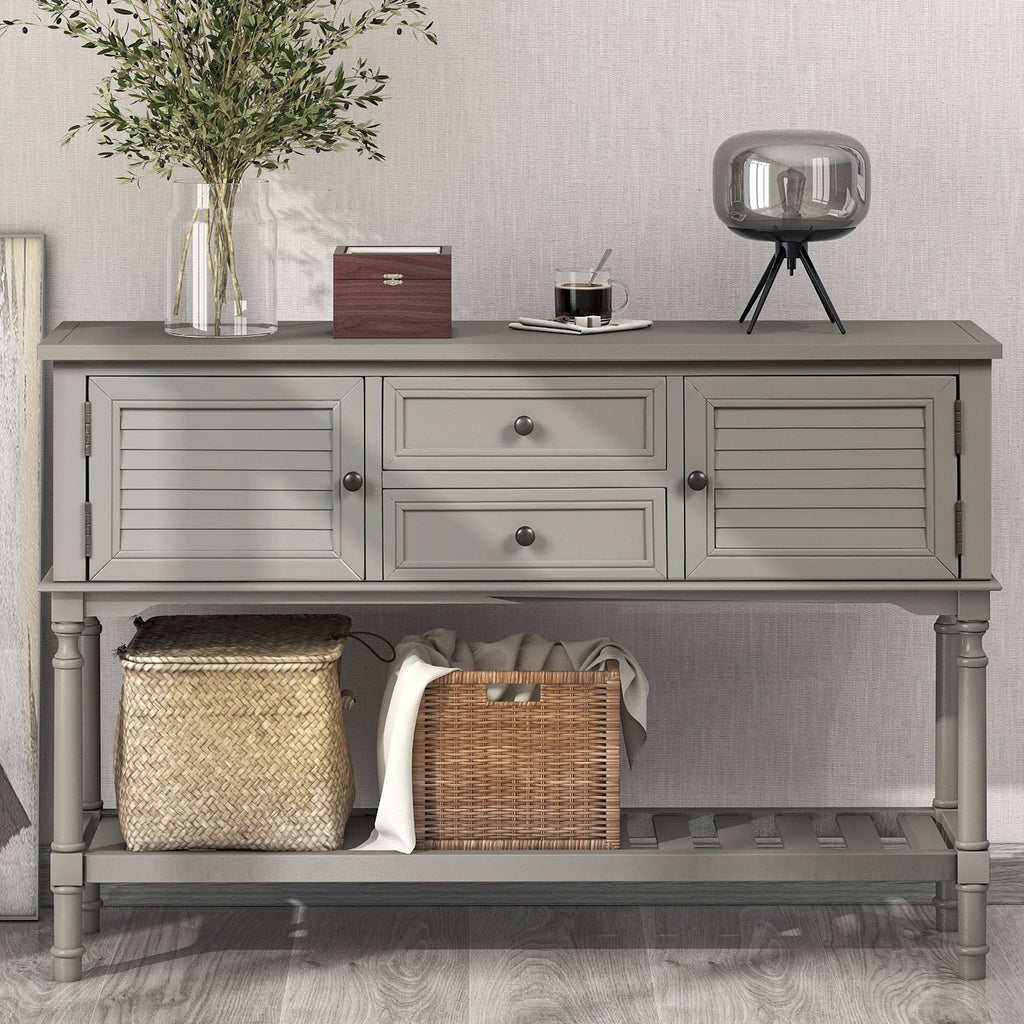 Greige Console Table with 2 Drawers and 2 Cabinets O802865