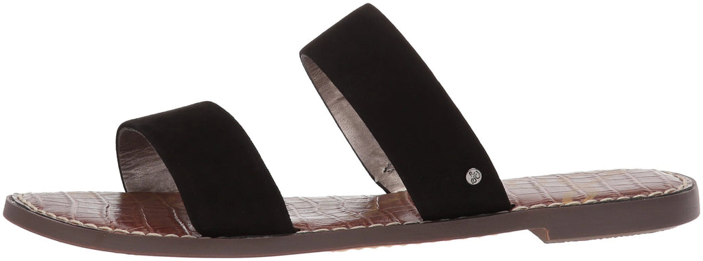 Black Suede Open Toe Flat Slip On Sandals N575