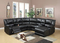 Black Bonded Leather Sectional Sofa with Cup Holder X197251