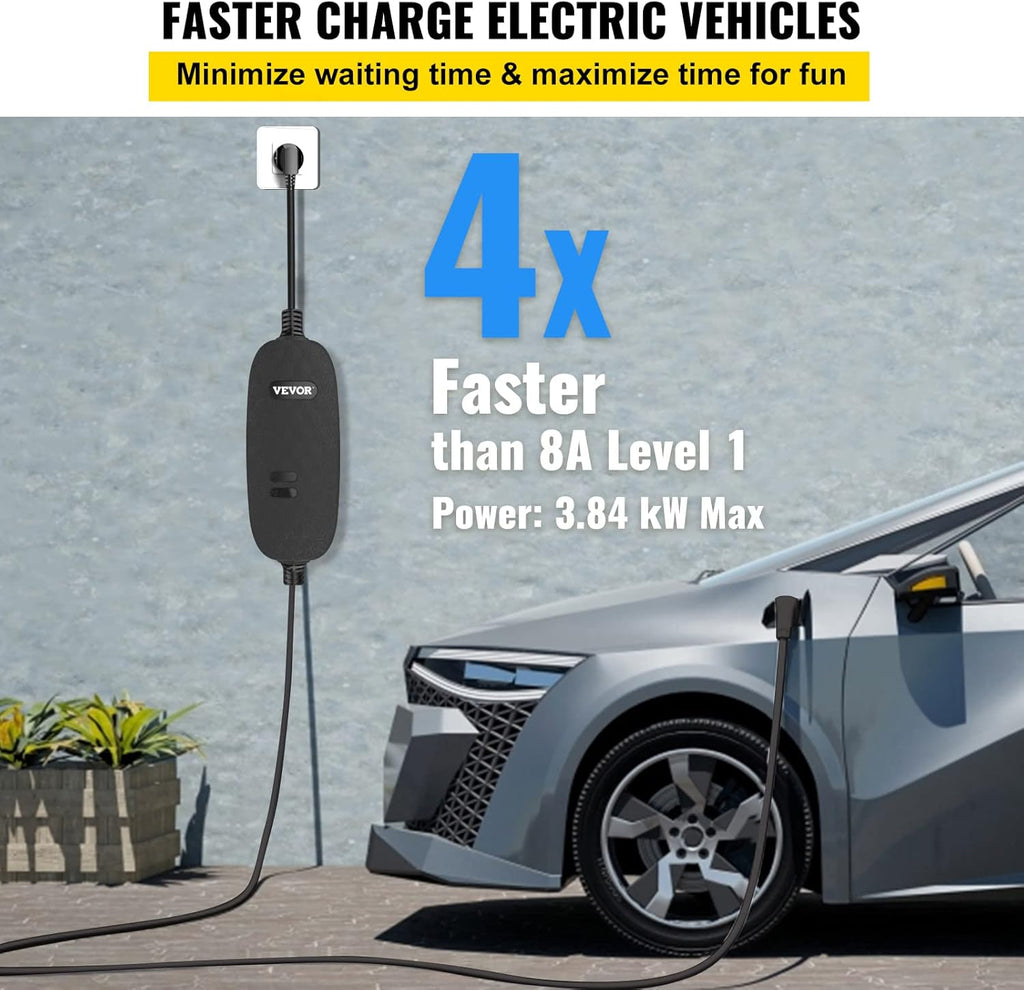 Portable Level 2 EV Charger with 25 ft Charging Cable F101515