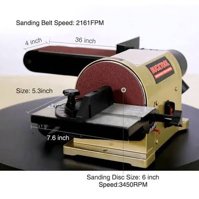 Belt Disc Sander Benchtop with 3/4HP Direct-Drive Motor and Portable Al Base K137726