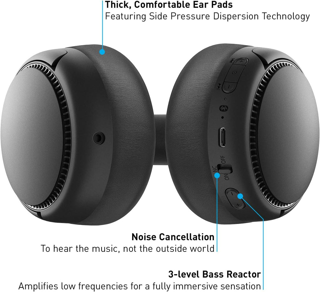 Black Wireless Bluetooth Noise Cancelling Headphones Pack of 2 P877465