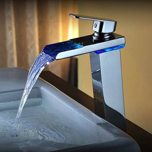 Chrome LED Waterfall Bathroom Sink Faucet A6919