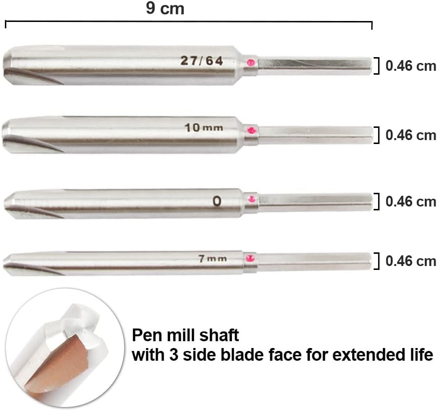 Pen Barrel Trimmer Kits with No-Sharpening Cutting Head, 7mm, 10mm Pen Mill Pilot Cutter Shafts, Pack of 2 H13253