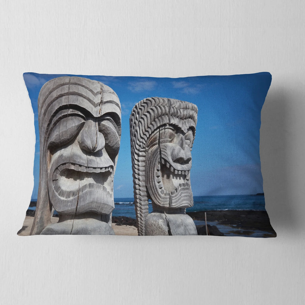 Hawaiian Tiki Gods Printed Throw Pillow M33046