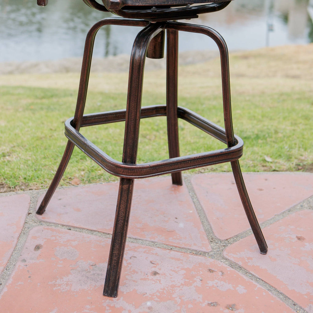 Set of 2 Cast Aluminum Patio Barstool Copper Y1335