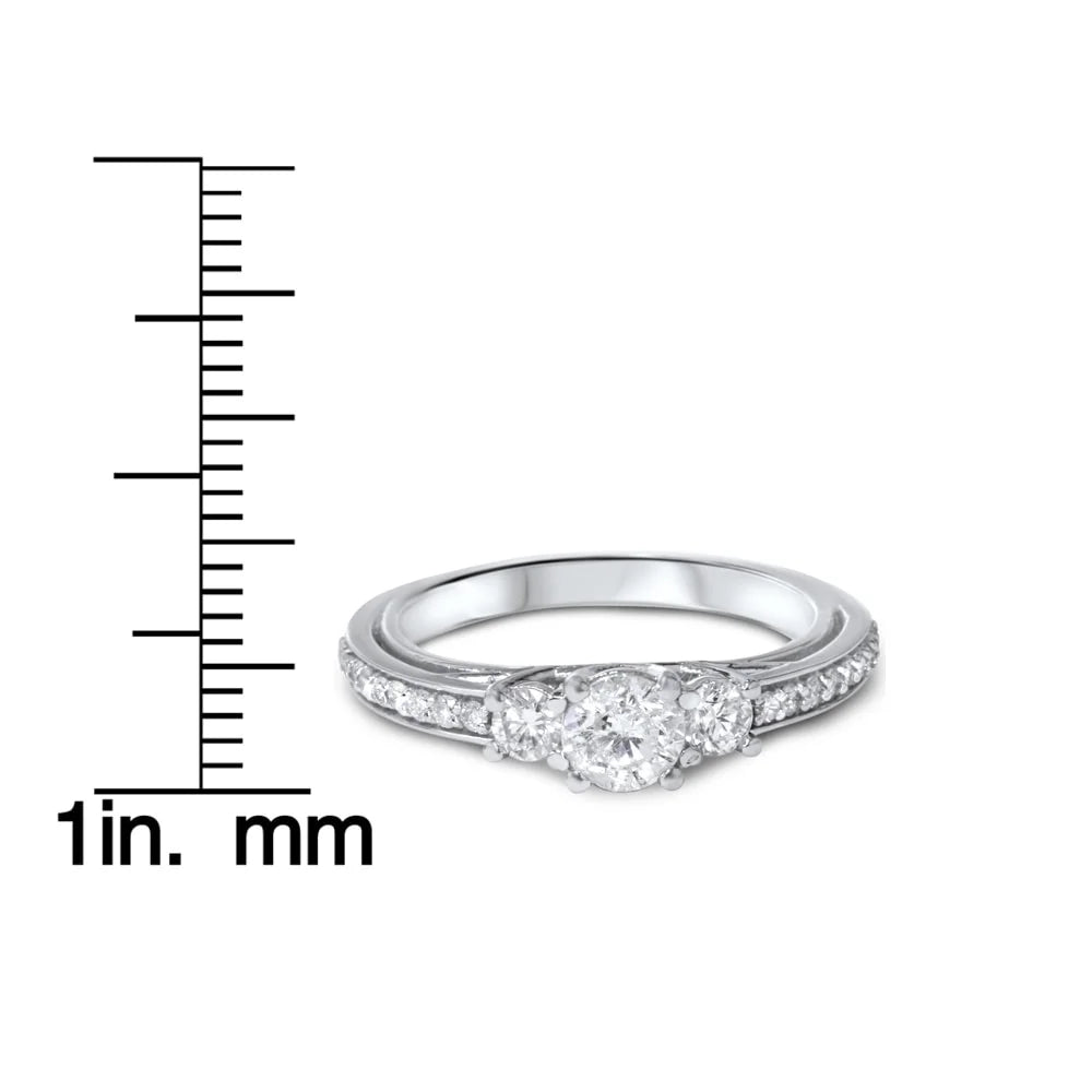 1 1/4ct 3-Stone Diamond Ring 14K White Gold M5515
