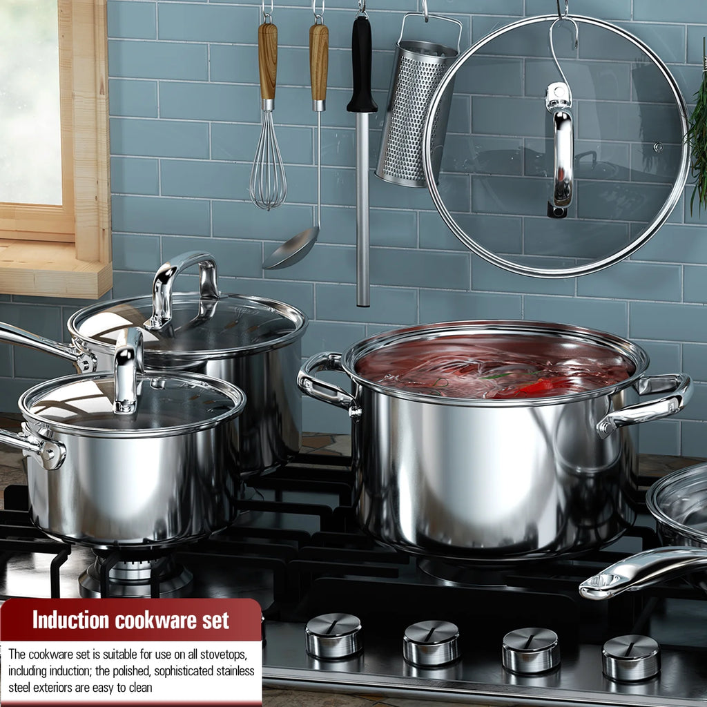 8-Piece Stainless Steel Induction Cookware Set F630