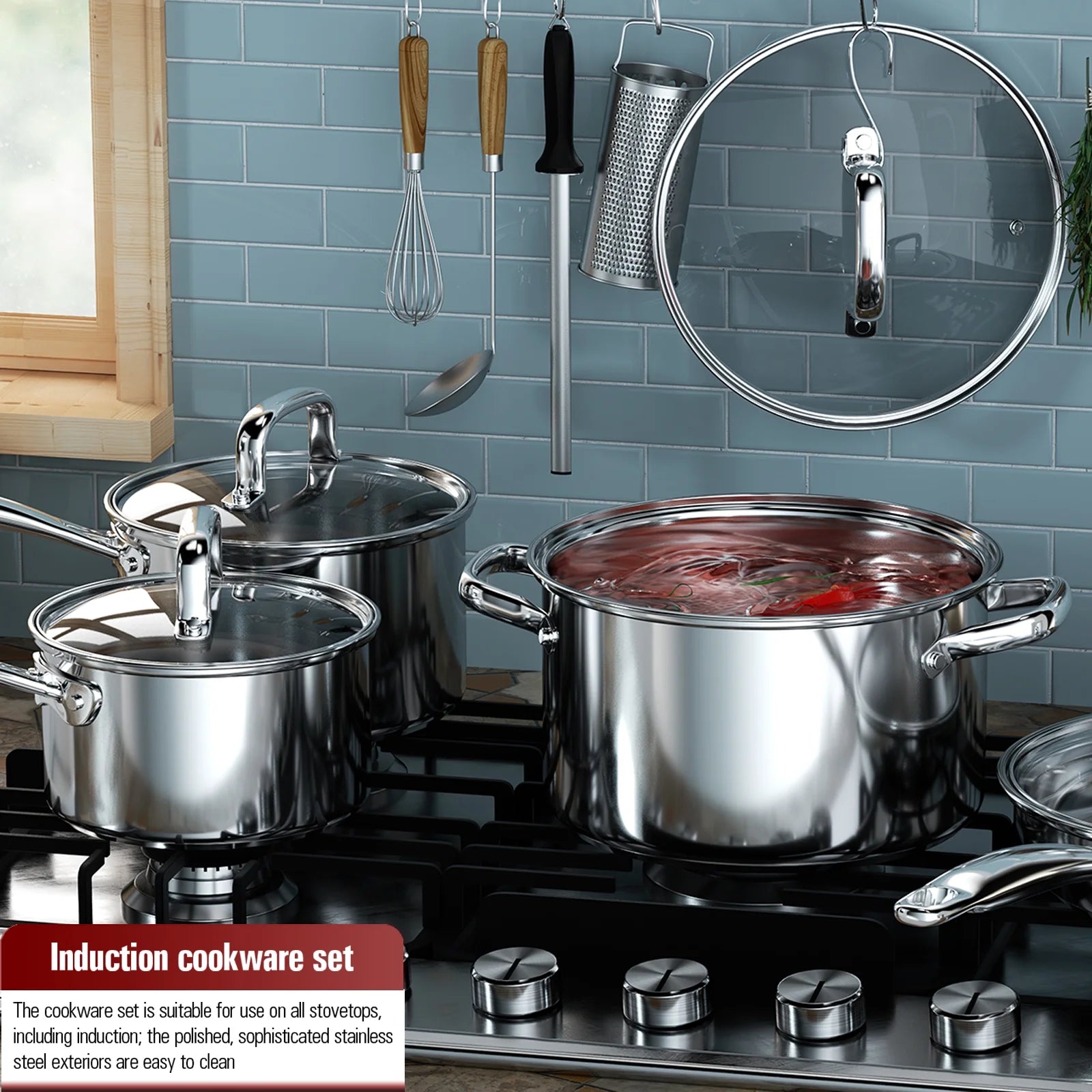 8-Piece Stainless Steel Induction Cookware Set F630