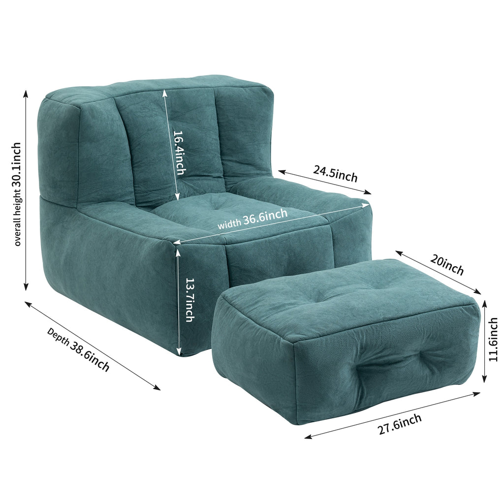 Blue Velvet Sofa Chair with Ottomans O461