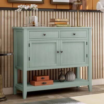 Retro Green Console Table with 2 Drawers and 2 Cabinets P24958
