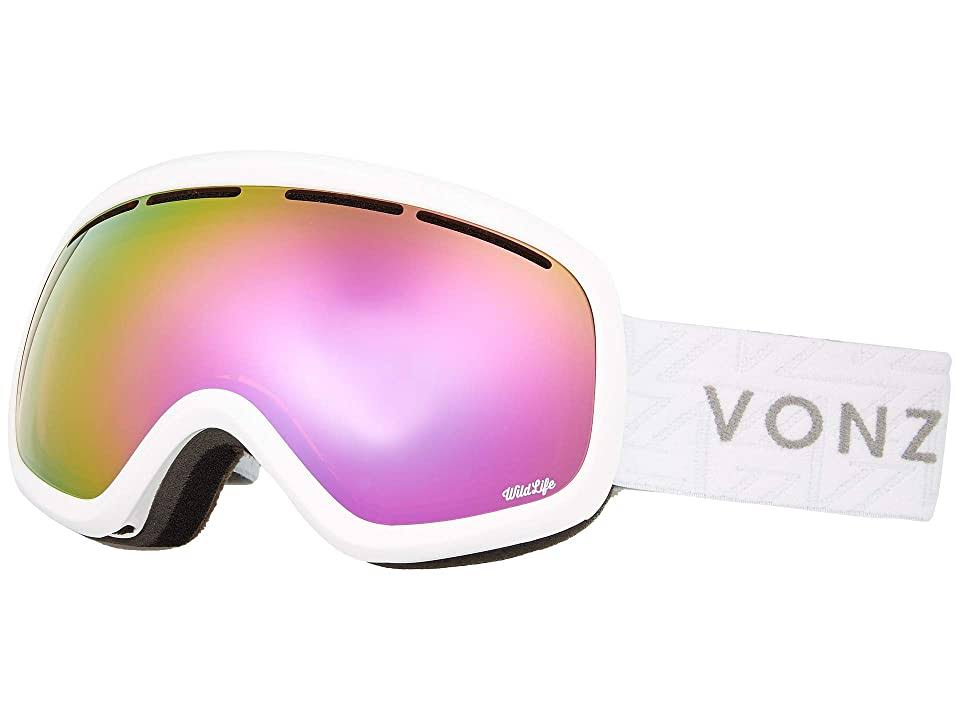 White Gloss Snow Goggles with Chrome Lenses N351