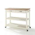 White Kitchen Cart with Natural Wood Top P919