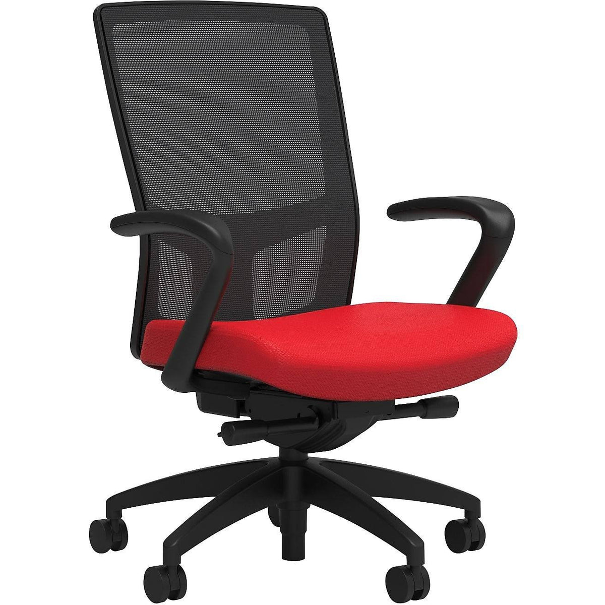 Fabric Task Chair Ruby Red Integrated Lumbar Fixed Arms Tilt Z6344