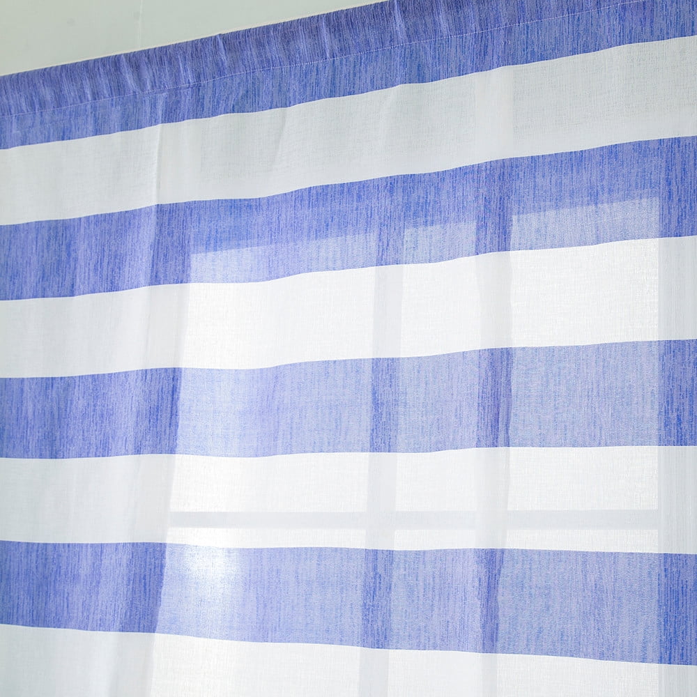Stripe Tie-Up Roman Shades Sheer Window Curtain Panels N482