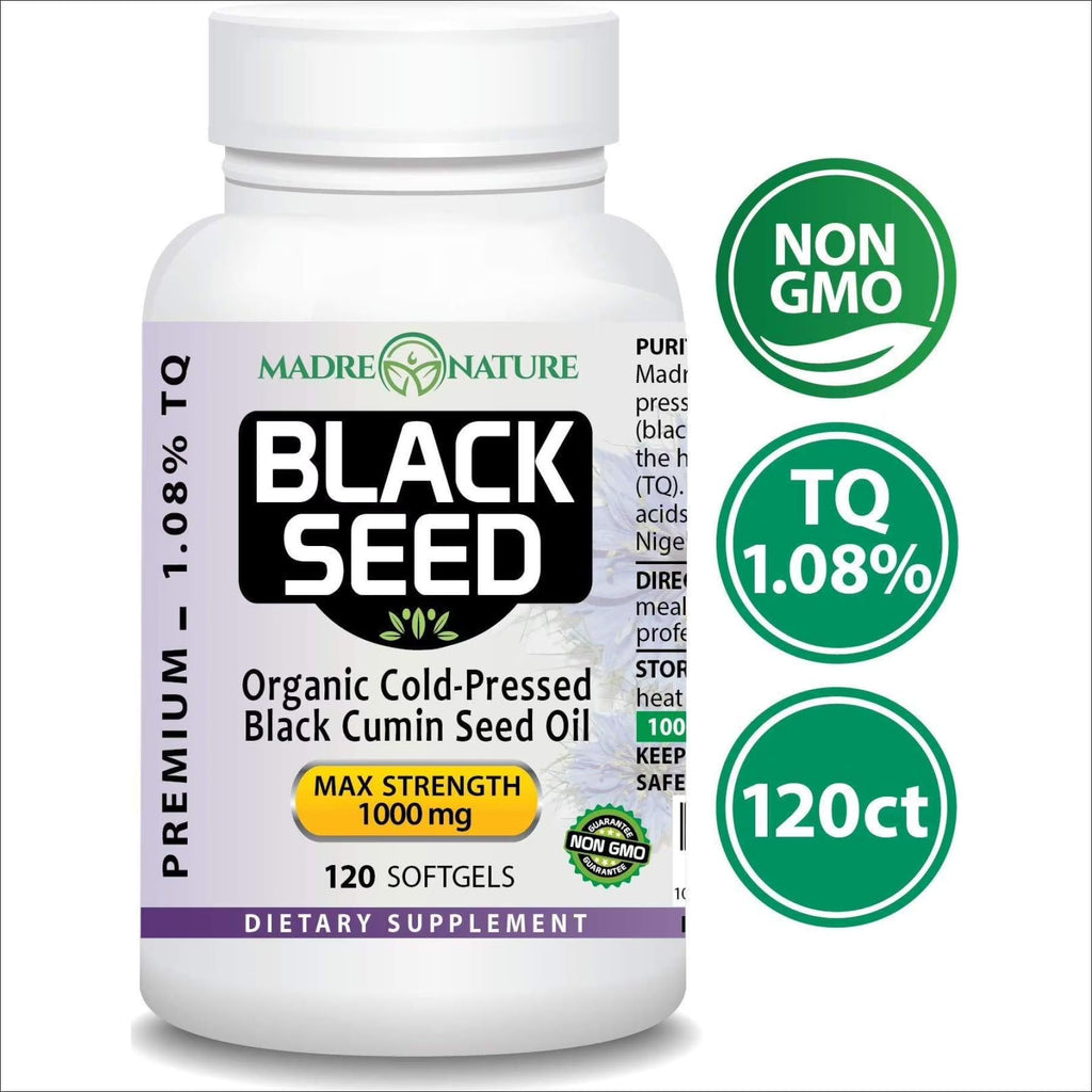 Black Seed Oil 1000mg 120 Softgel Capsules Cold-Pressed Nigella Sativa R586197
