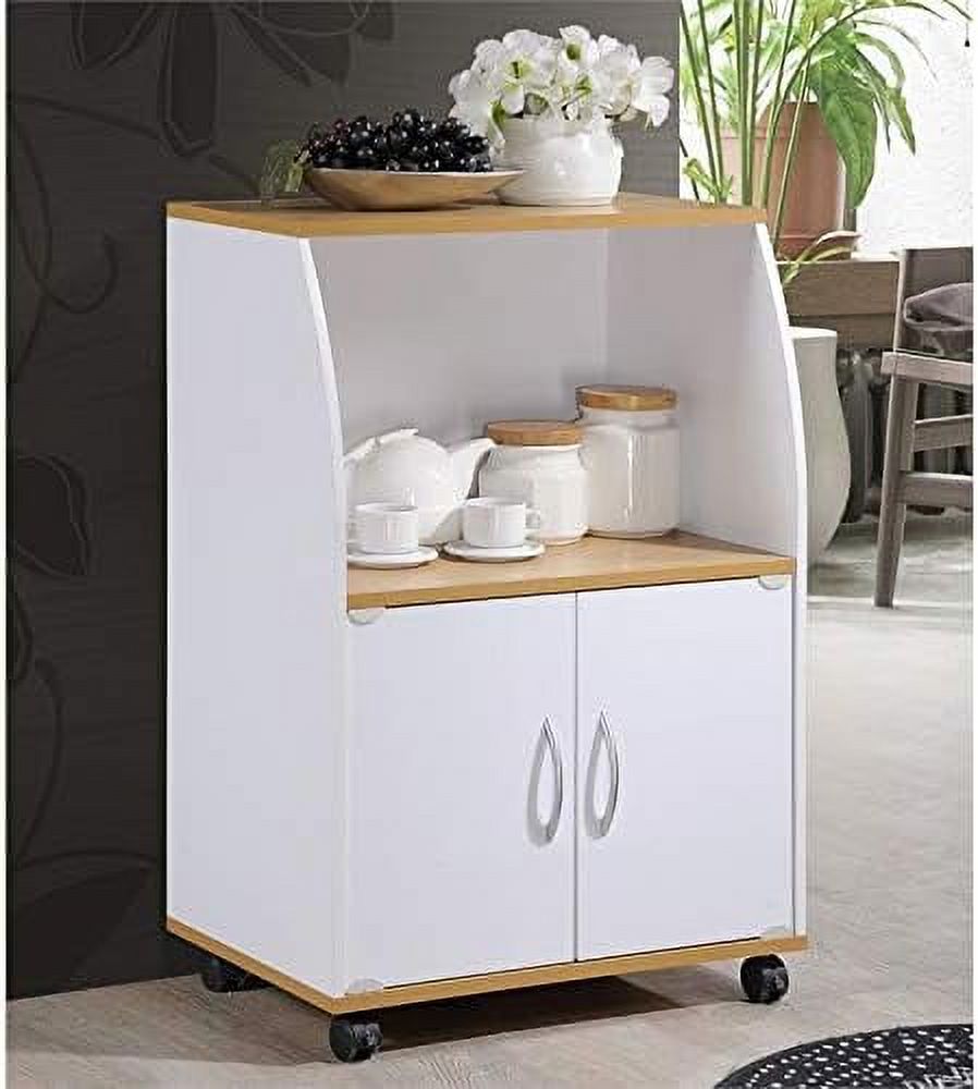 White Microwave Kitchen Cart A14486