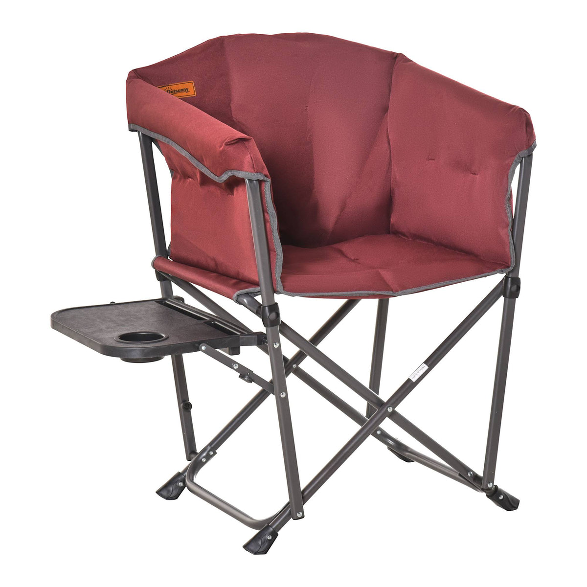 Red Oversize Padded Director Chair with Side Table U422