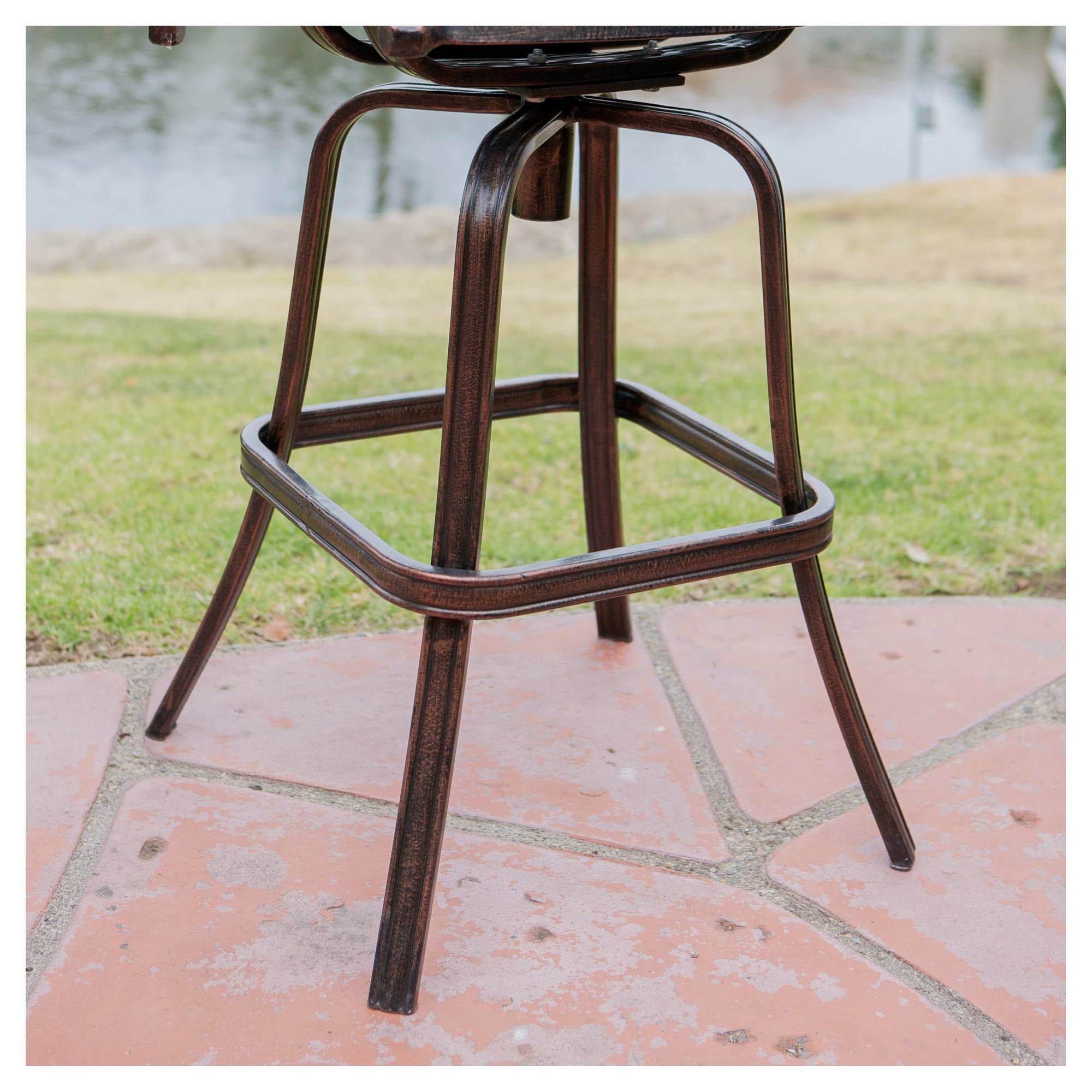 Set of 2 Cast Aluminum Patio Barstool Copper Y1335