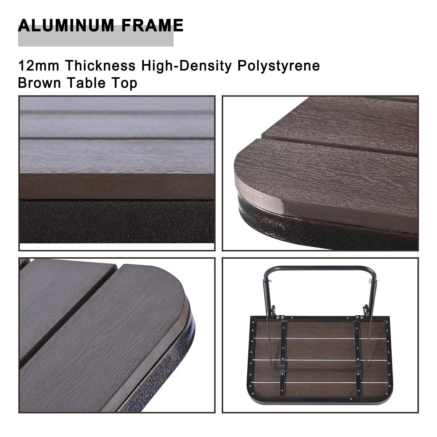 Balcony Hanging Folding Aluminium Side Table 23.6"(L) x 15.7"(W) Brown O48004