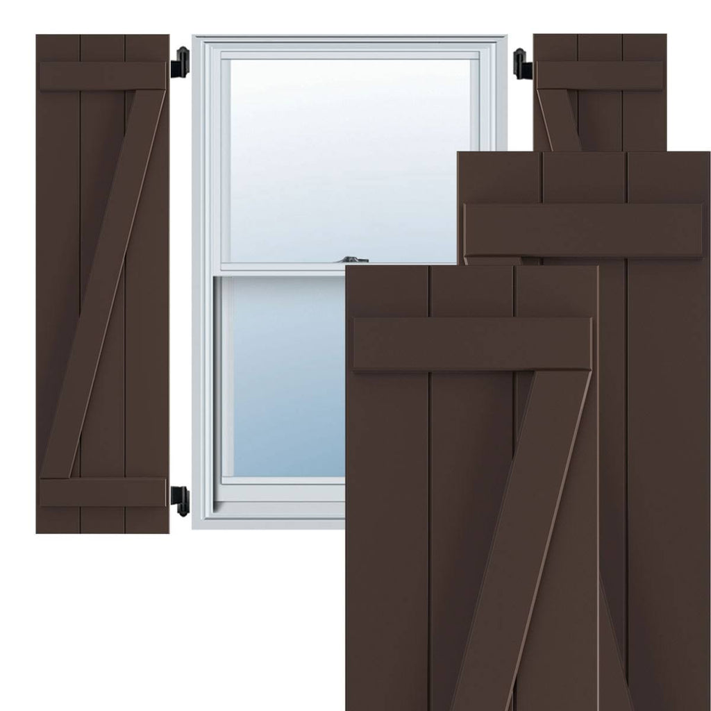 Raisin Brown PVC Board and Batten Shutters (Per Pair) Y3756