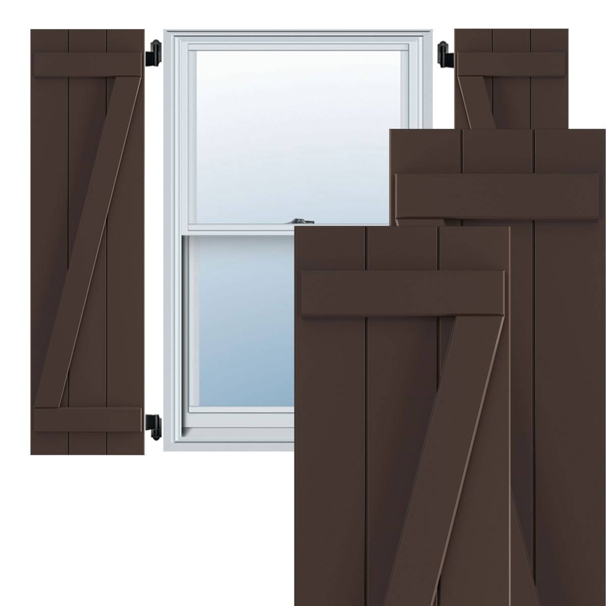 Raisin Brown PVC Board and Batten Shutters (Per Pair) Y3756