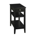 Three Tier End Table with Drawer, Black ( Pack of 2 ) P204201