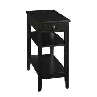 Three Tier End Table with Drawer, Black ( Pack of 2 ) P204201