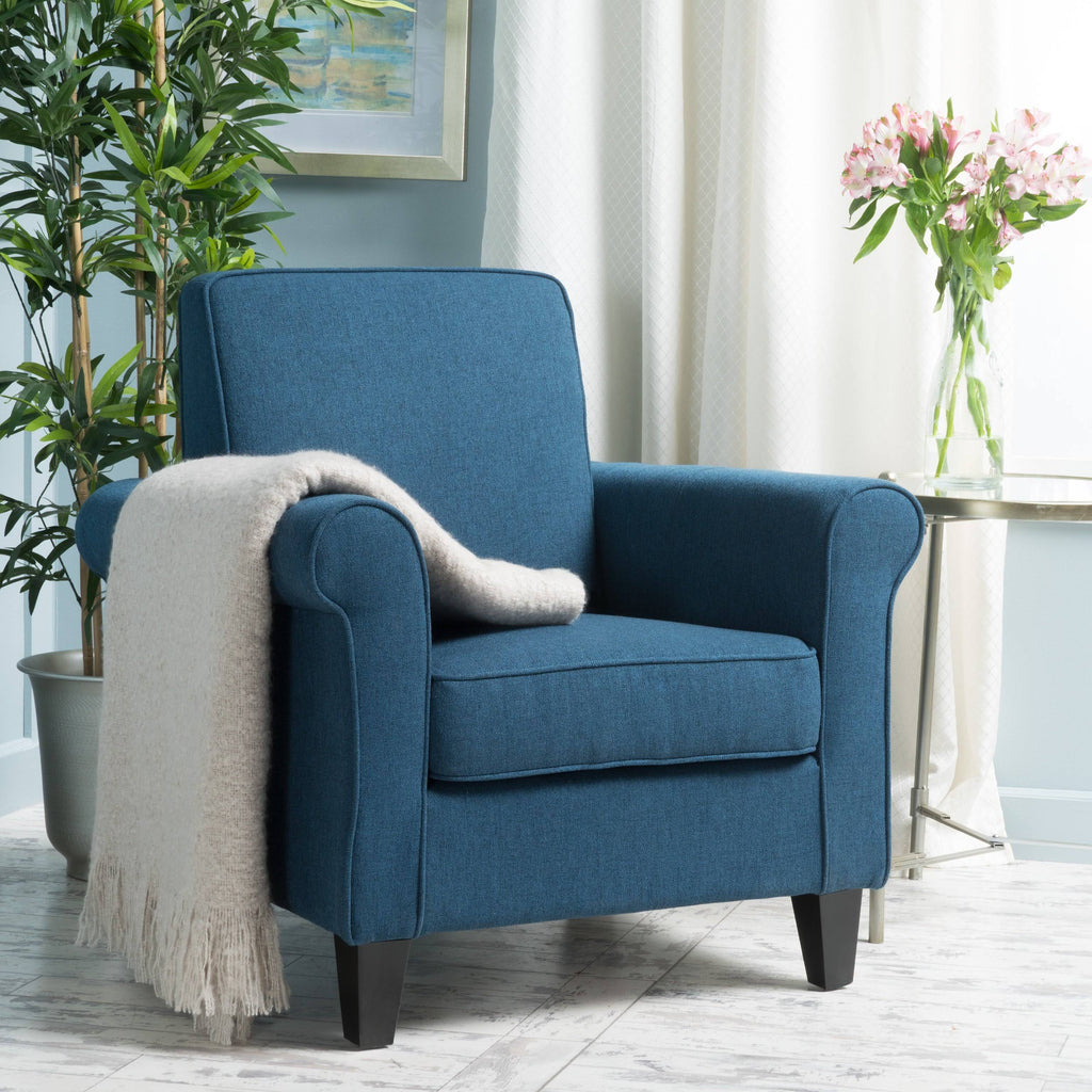 Dark Blue Padded Fabric Club Chair W63753