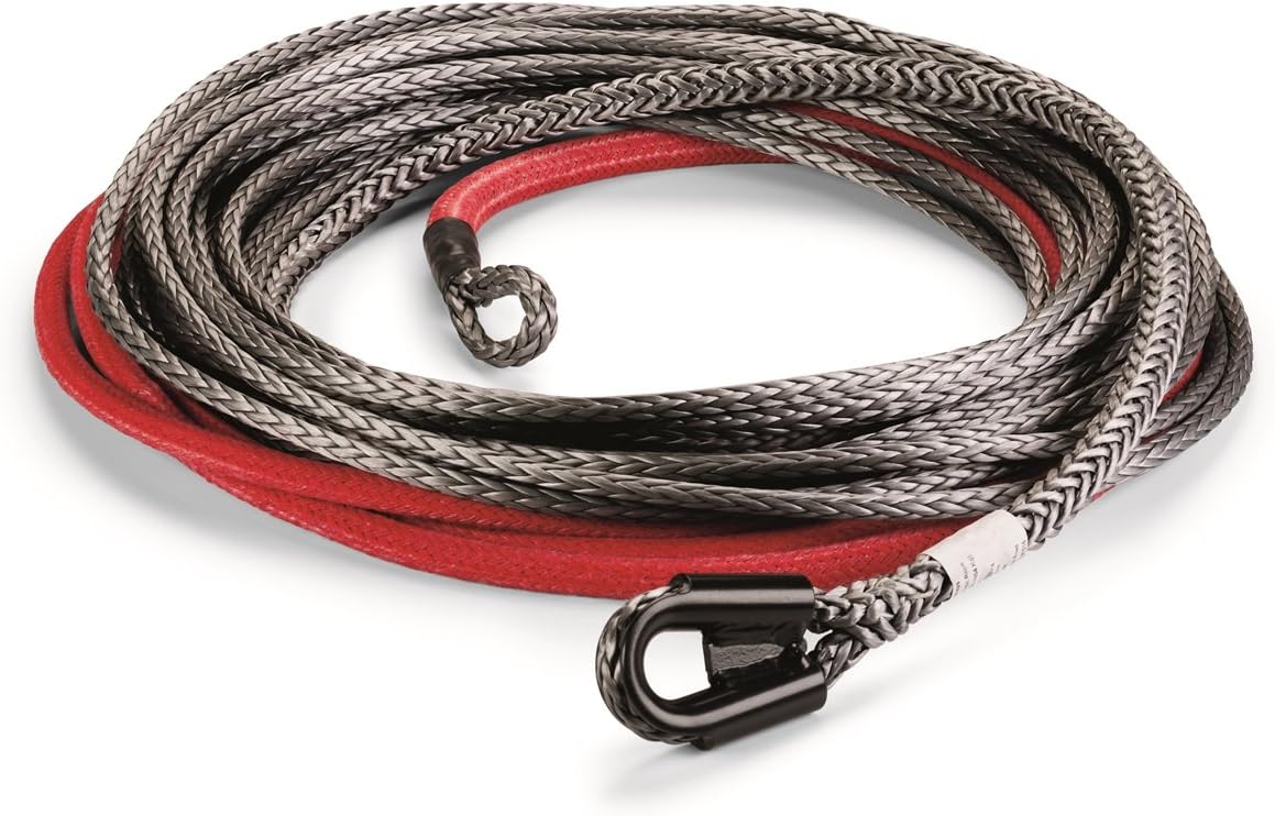 Synthetic Winch Cable Rope with Loop Ends: 3/8 Diameter x 80' Length, 8.25 Ton Capacity E81272
