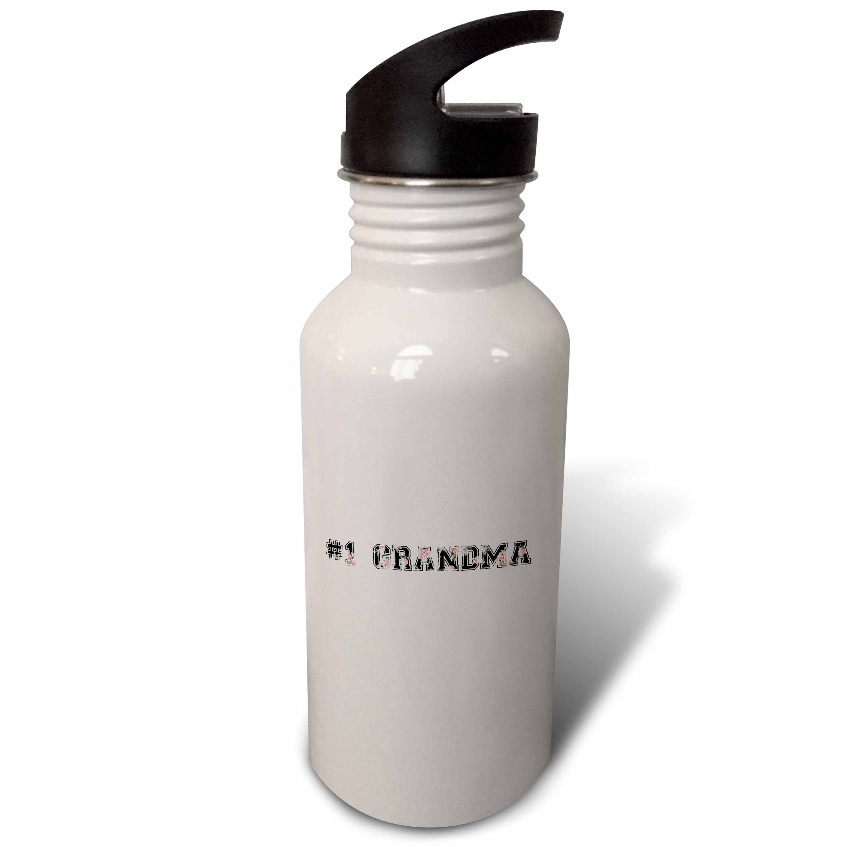 Black Floral Print 21 oz Sports Water Bottle W5465