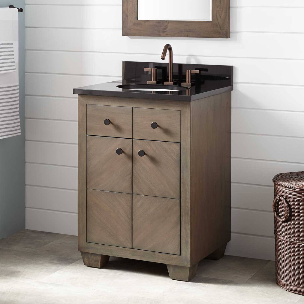Gray Wash Wood Single Vanity Cabinet Z688