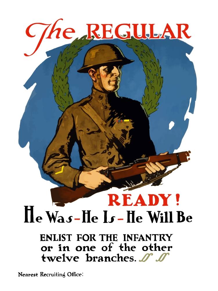 Vintage World War I Poster of An American Infantryman Holding His Rifle A3108