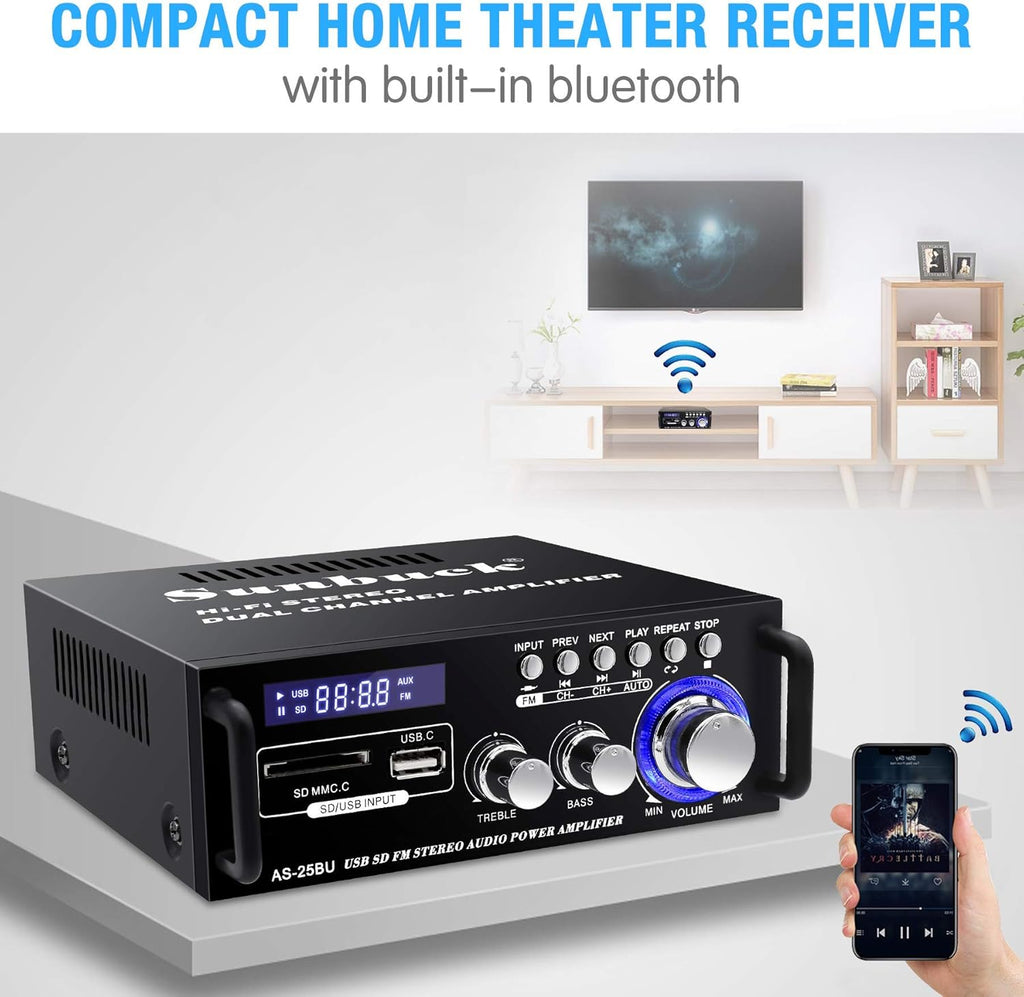 180W Wireless Bluetooth Stereo Amplifier with Remote Control Y98813