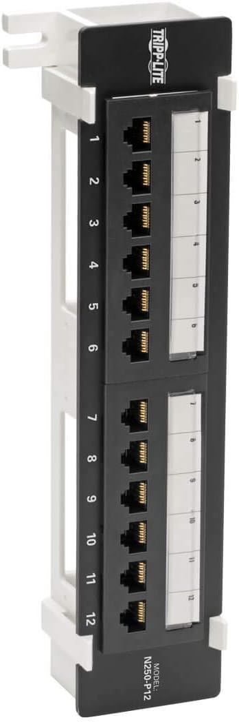 Cat6 24-Port PoE+ Patch Panel, RJ45 Ethernet, 1U Rackmount, Black I593
