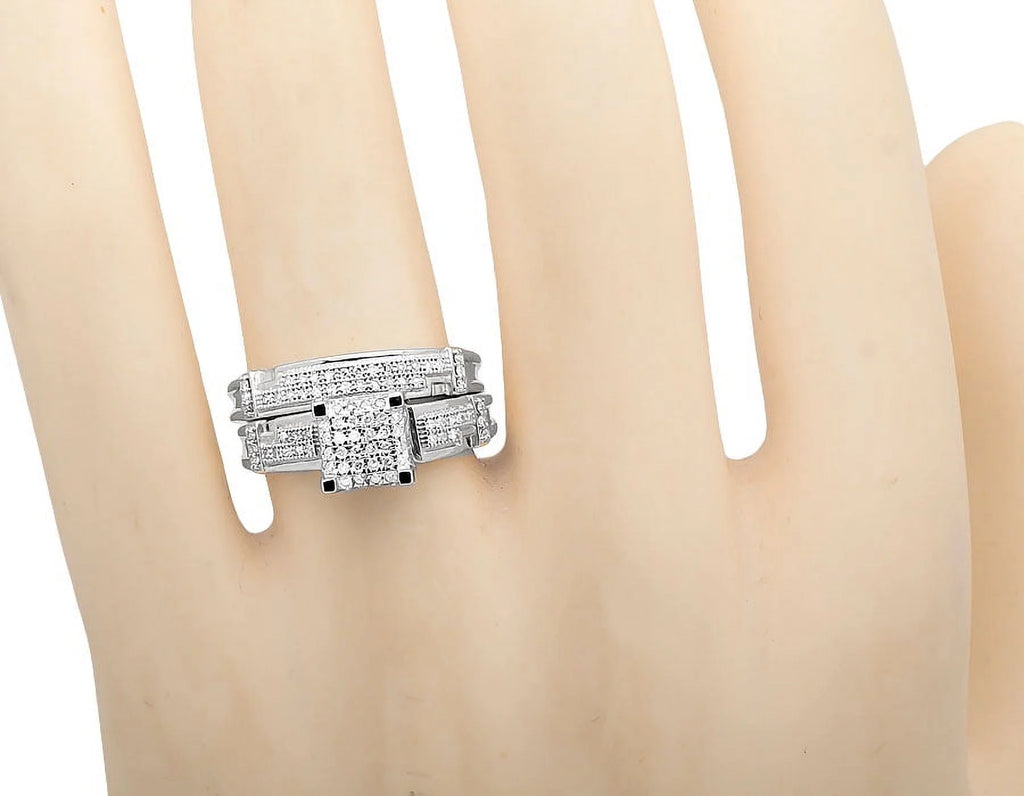 10K White Gold Diamond Trio Engagement Ring 0.50 Ct W649884