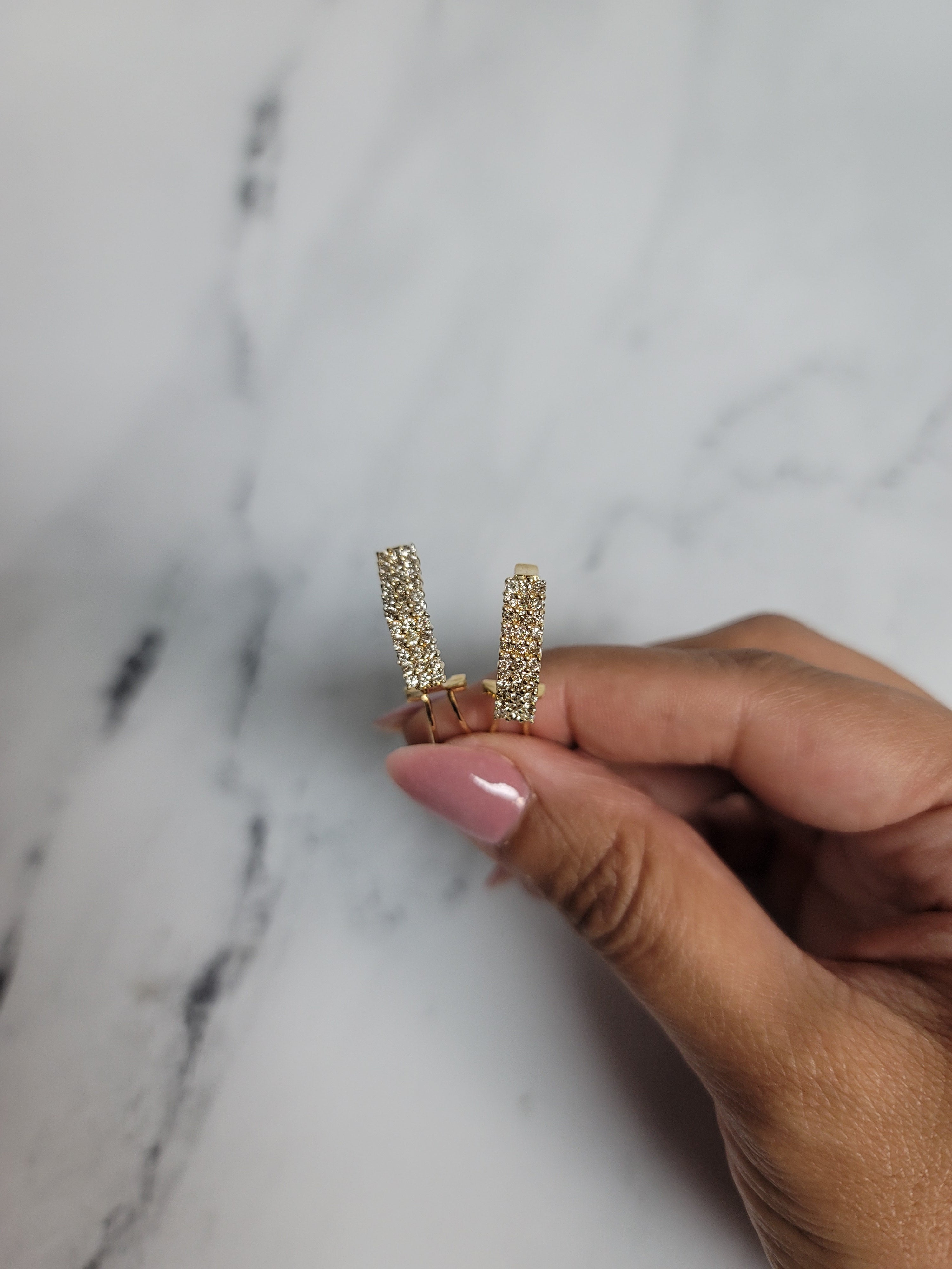 Three Row Diamond Latchback Earrings D96776