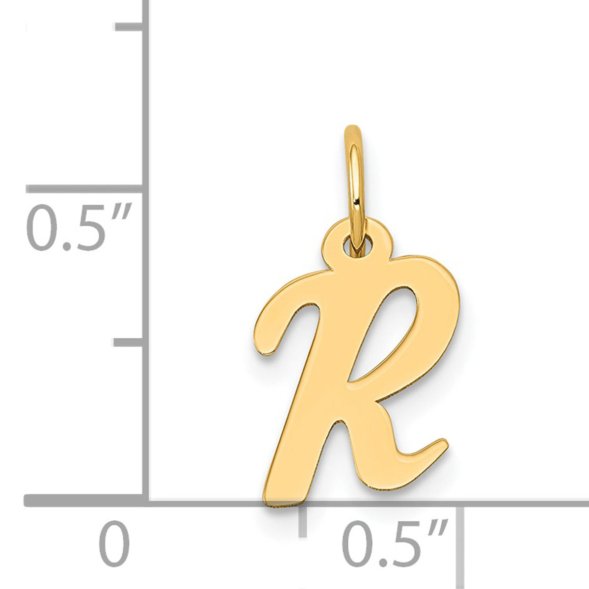 14K Yellow Gold Letter R Initial Pendant Charm V483