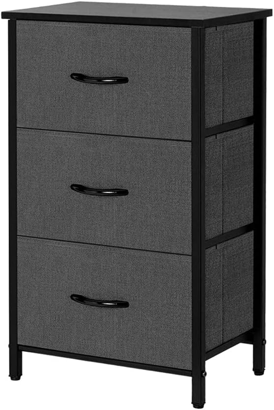 4 Drawers Organizer Unit, Foldable, Vertical Dresser Storage Tower, Dark Grey Q67837