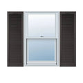 12 inchw x 79 inchh Vinyl Cathedral Top Louver Shutters with Shutter-Loks T9571