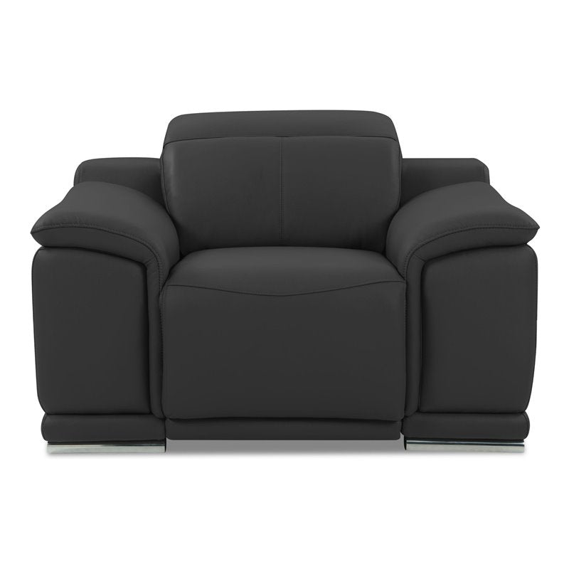 Genuine Italian Leather Power Reclining Chair in Dark Gray L18320