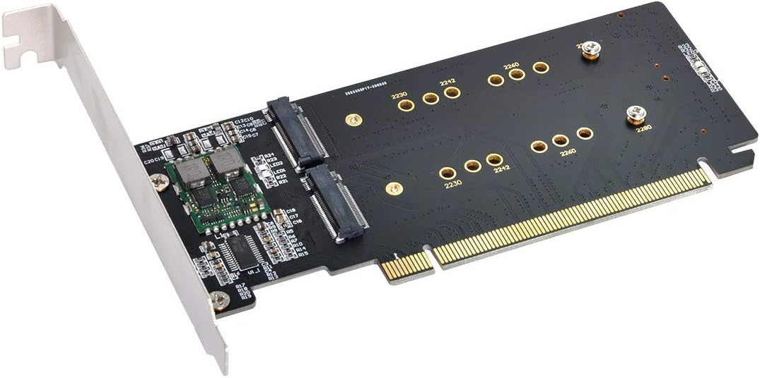 4X NVME M.2 AHCI to PCI-E Express 3.0 Gen3 X16 Raid Card with Fan, Pack of 2 M26284