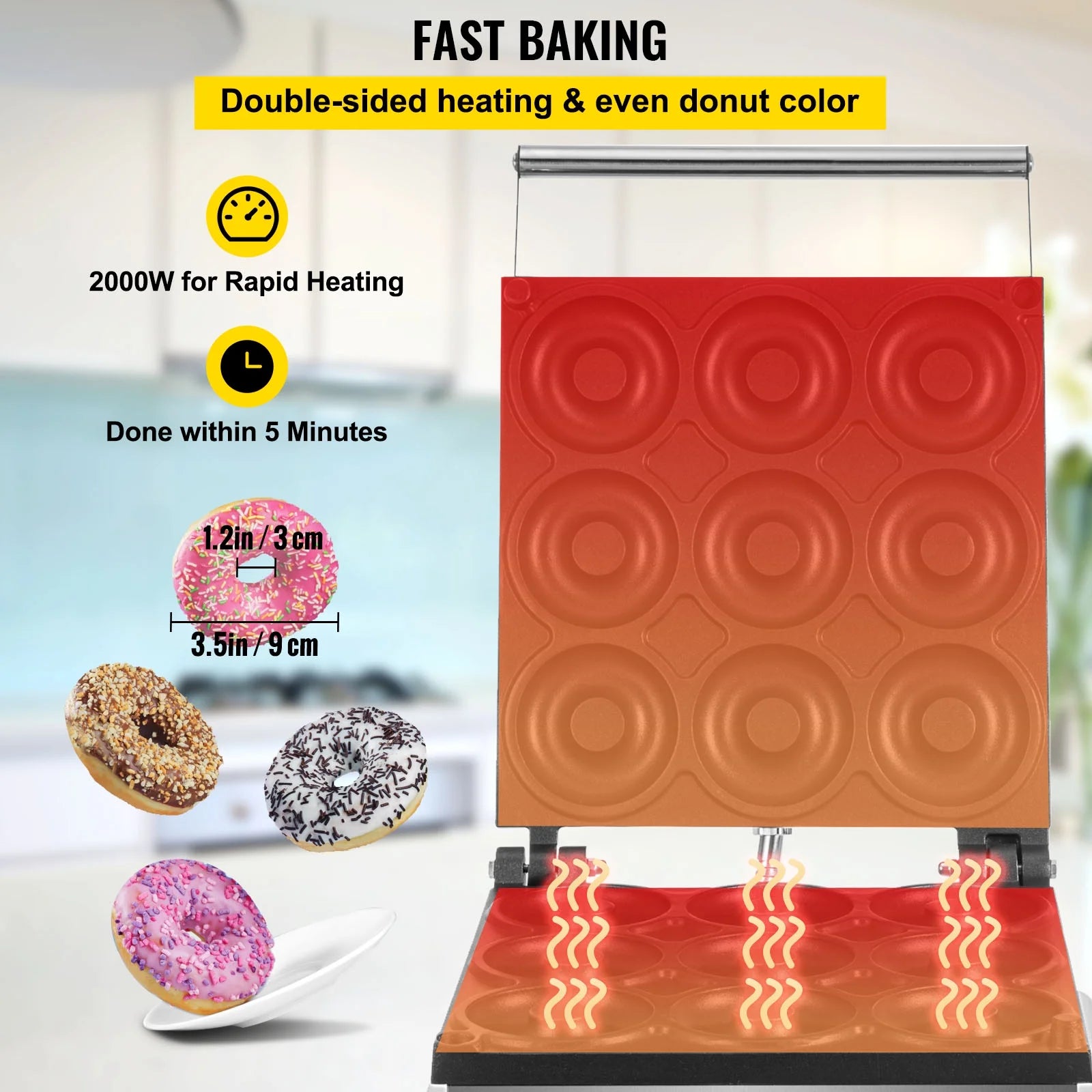 9pcs Electric Donut Maker Machine R135