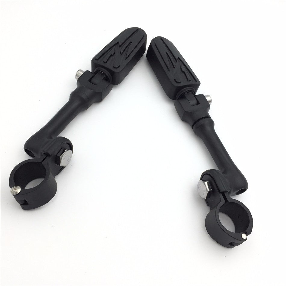 Black Angled Mounting Kit Foot Peg for Bike with 1.25" Front Engine Guard Frame Tube R362011
