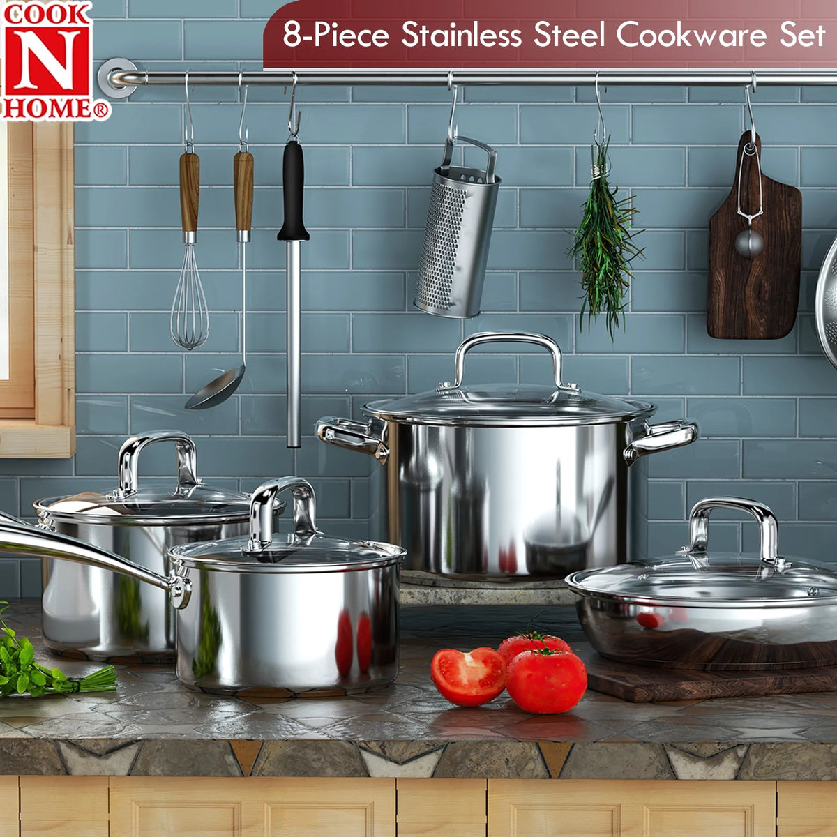 8-Piece Stainless Steel Induction Cookware Set F630