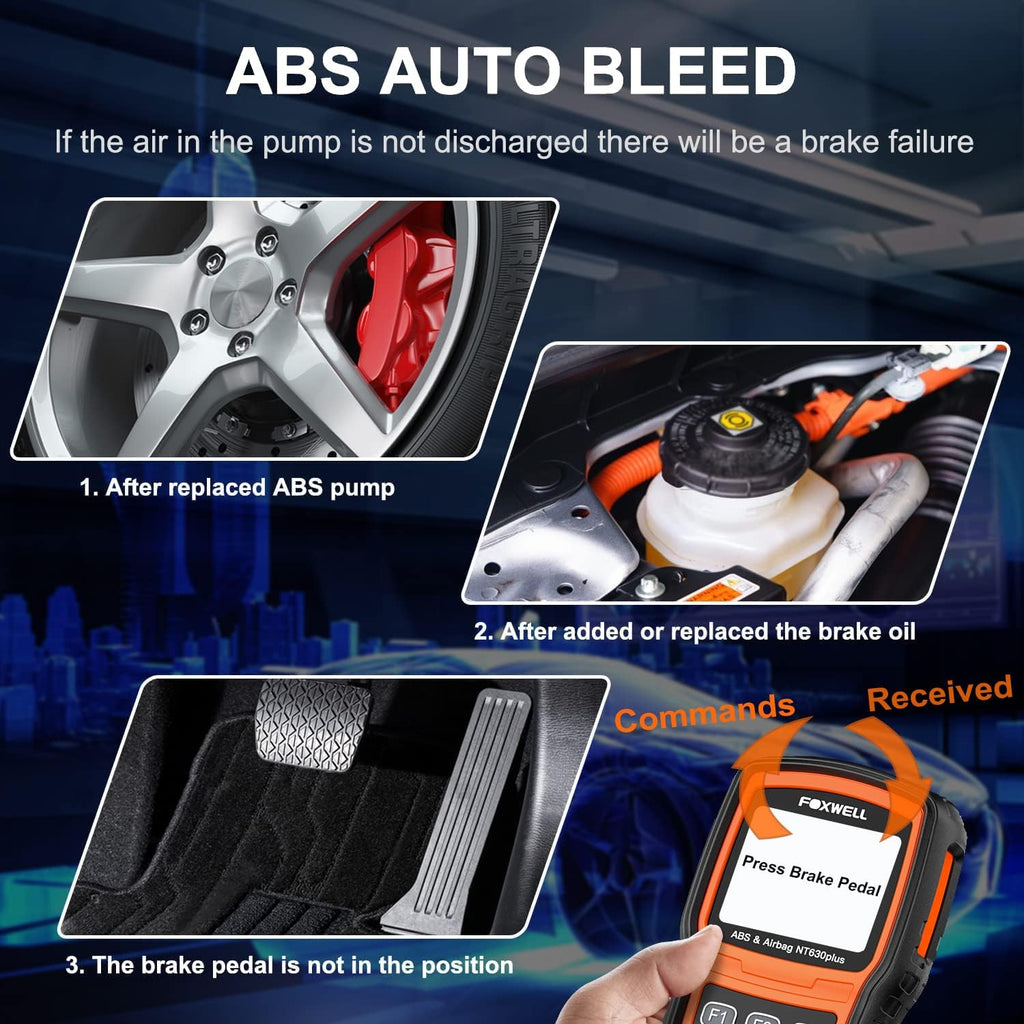 ABS SRS Airbag Code Reader Scan Tool Bidirectional OBD2 Scanner with ABS Bleeding I65074