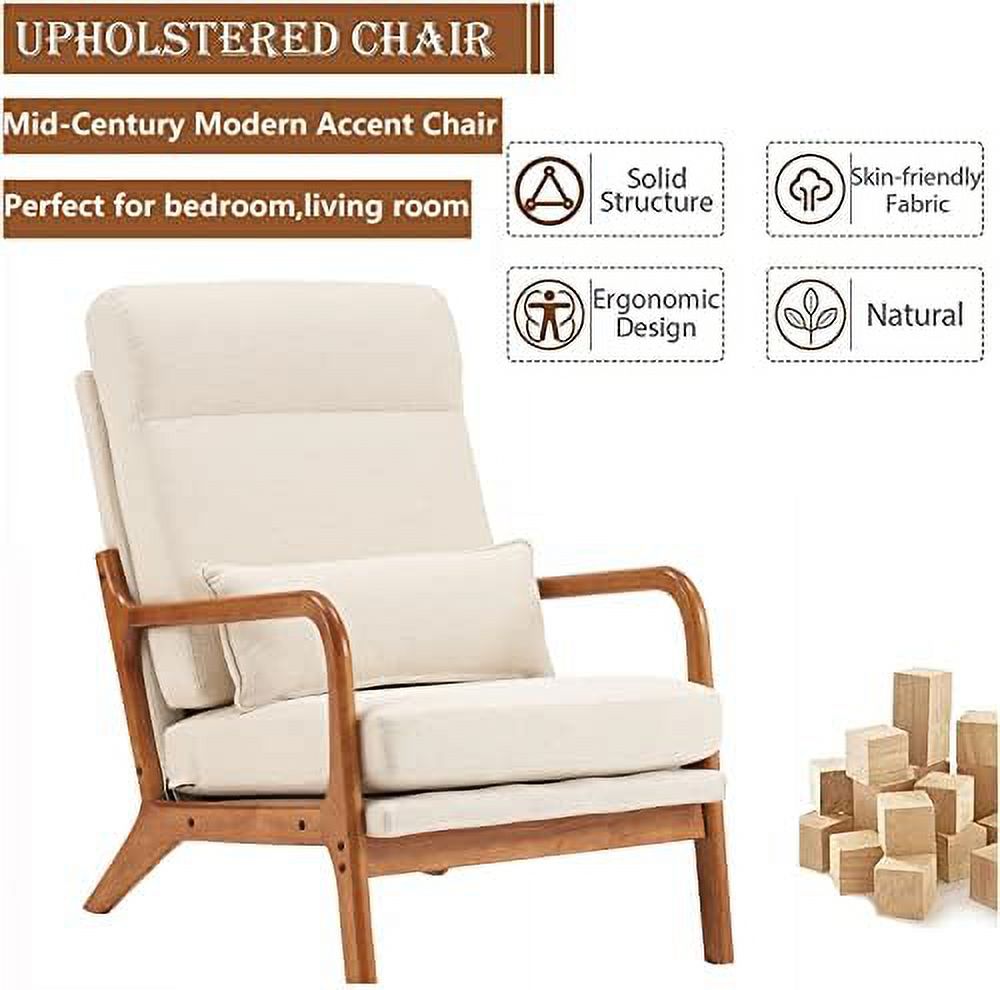Linen Fabric Upholstered Accent Armchair W225