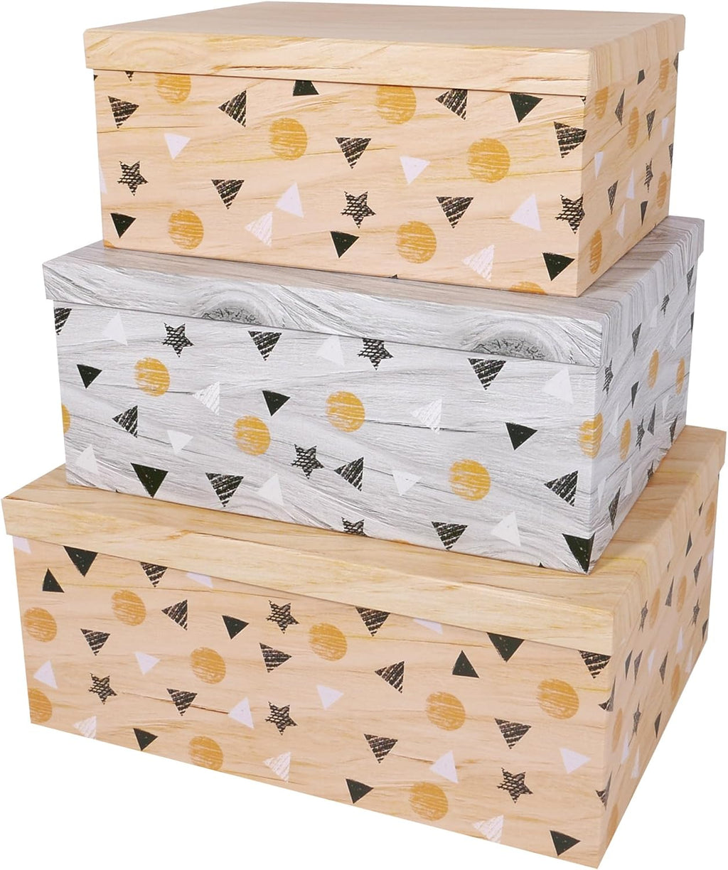 Decorative Storage Cardboard Boxes with Lids, Set of 3 X9763