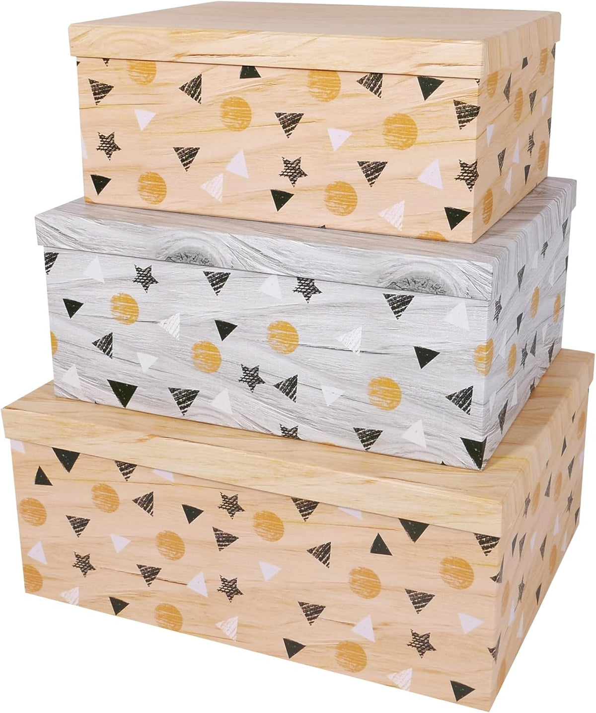 Decorative Storage Cardboard Boxes with Lids, Set of 3 X9763