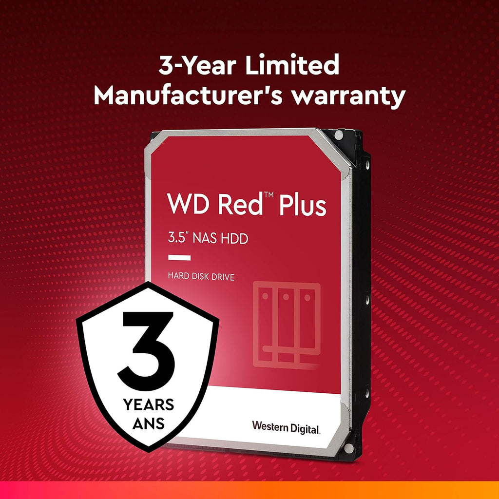 10TB WD Red Plus NAS Internal Hard Drive HDD - 5400 RPM, SATA 6 Gb/s, CMR, 256 MB Cache, 3.5 T905